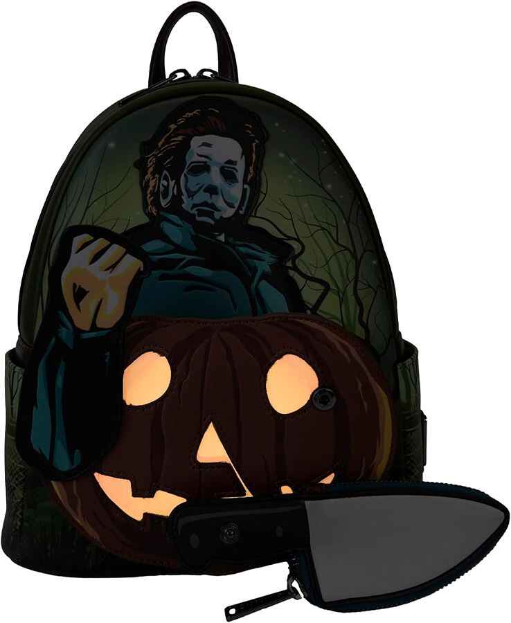 Loungefly Horror Halloween Michael Myers W/ Knife and Pumpkin Cosplay Mini Backpack Shoulder Bag