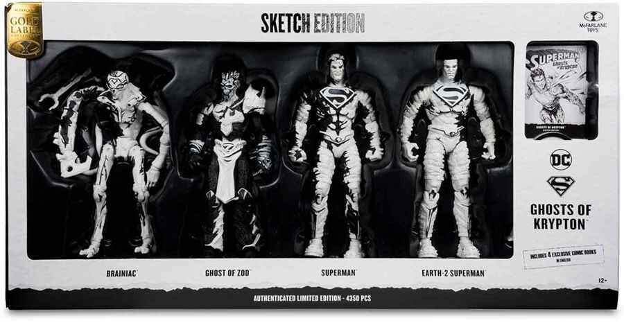 DC Multiverse Ghosts of Krypton Superman Comics Sketch Edition Gold Label 4-Pack 7 Inch Action Figure