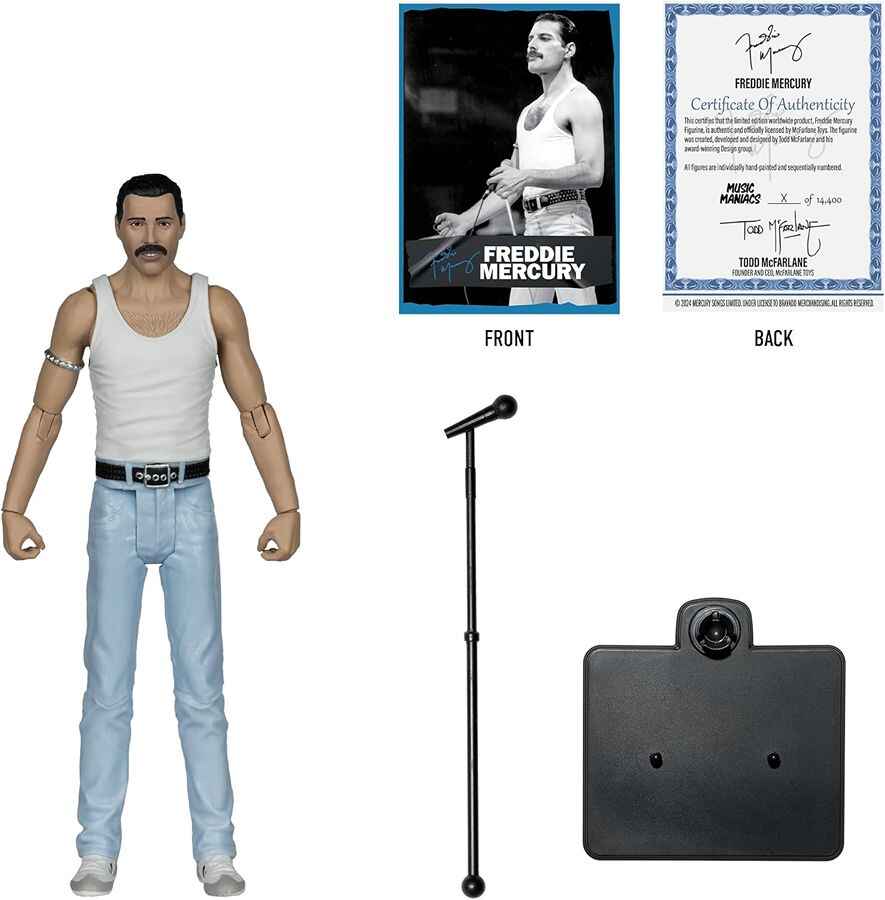 Freddie Mercury バンダイフィギュア新品未開封 Music Maniacs Rock Wave 3 - Freddie Mercury (Queen) 6 Inch Action