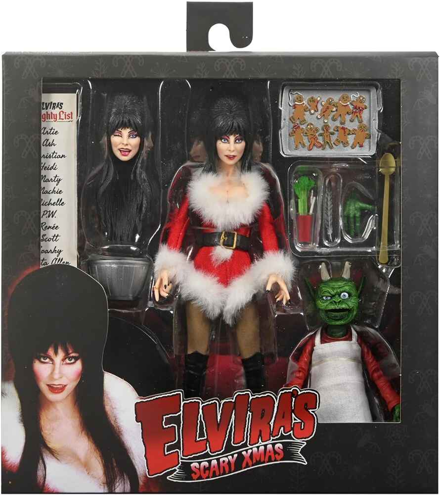 Elvira Mistress of the Dark Very Scary XMas 8 Inch Clothed Action Figure