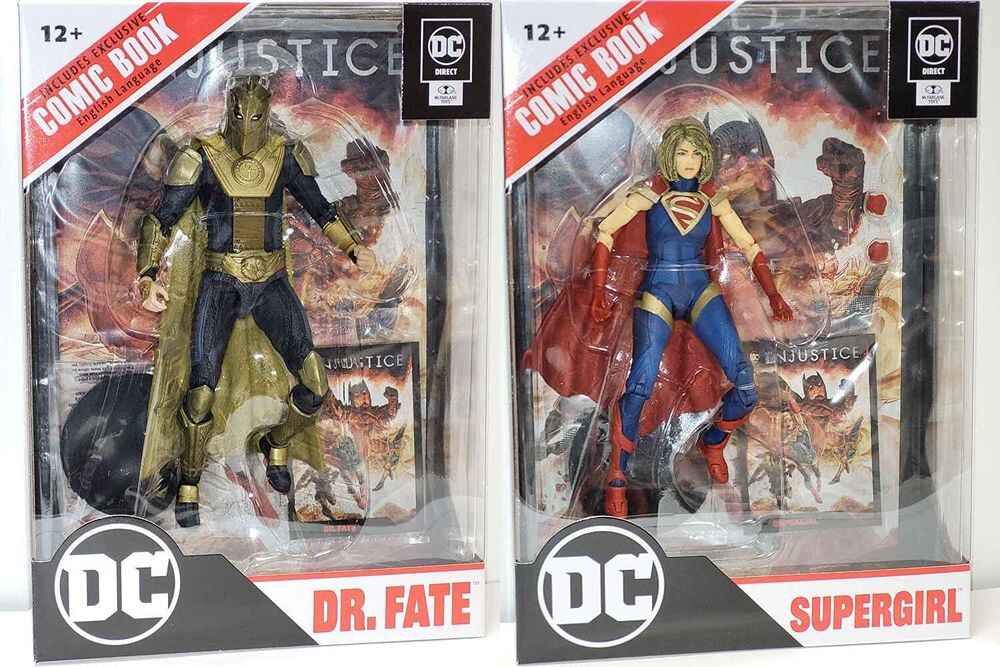 DC Multiverse Comics Page Punchers Injustice 2 - Set of 2 (Supergirl, Dr. Fate) W Comic 7 Inch Action Figure