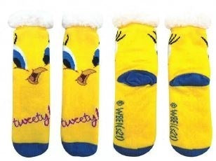 Socks Looney Tunes Tweety Face Sherpa Lined Socks