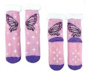 Socks Butterfly Wings Pink/Purple Sherpa Lined Socks