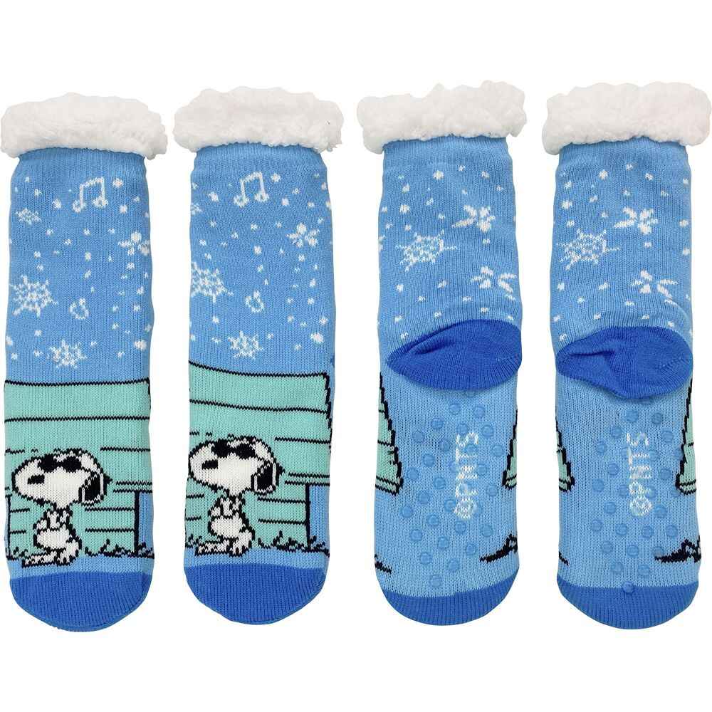 Socks Peanuts Snoopy Joe Cool By Dog House Blue Sherpa Lined Socks