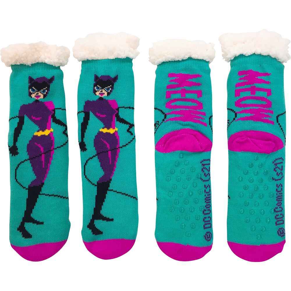 Socks DC Comics Catwoman Green Sherpa Lined Socks