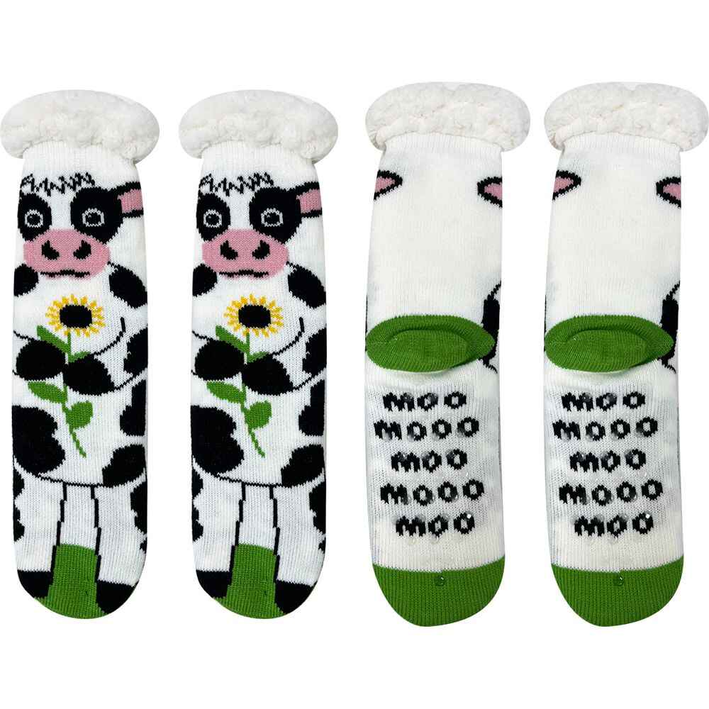 Socks Animal Cow Sherpa Lined Socks
