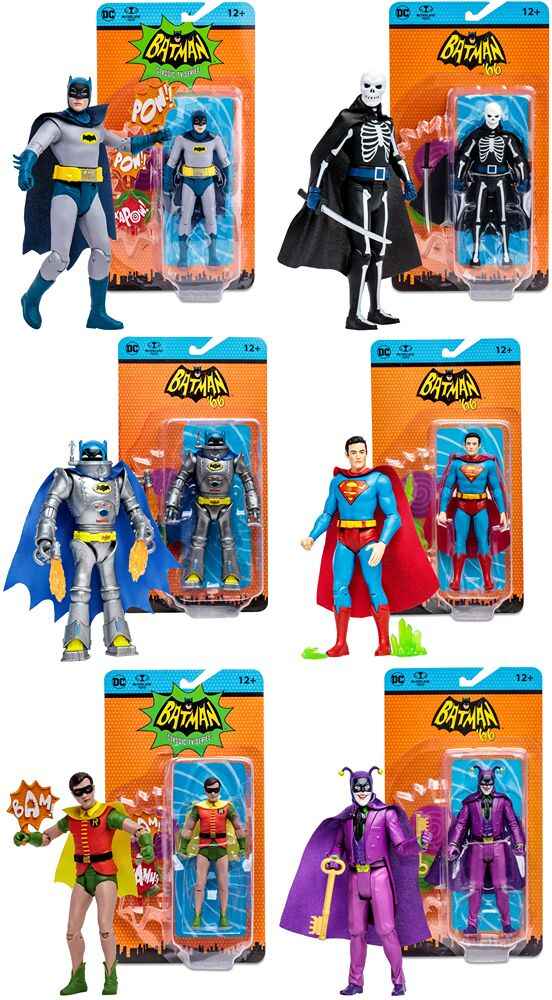 Batman DC Retro 66 Classics TV Series 1960s Wave 8 Set of 6 (Joker, Superman, Lord Death Man, Robot Batman, Batman, Robin) 6 Inch Action Figure