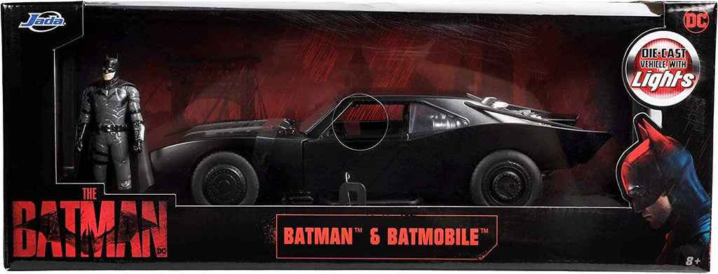 DC Comics The Batman Batmobile Matt Black with Lights and Diecast Figurine 1:18 Die-cast Car