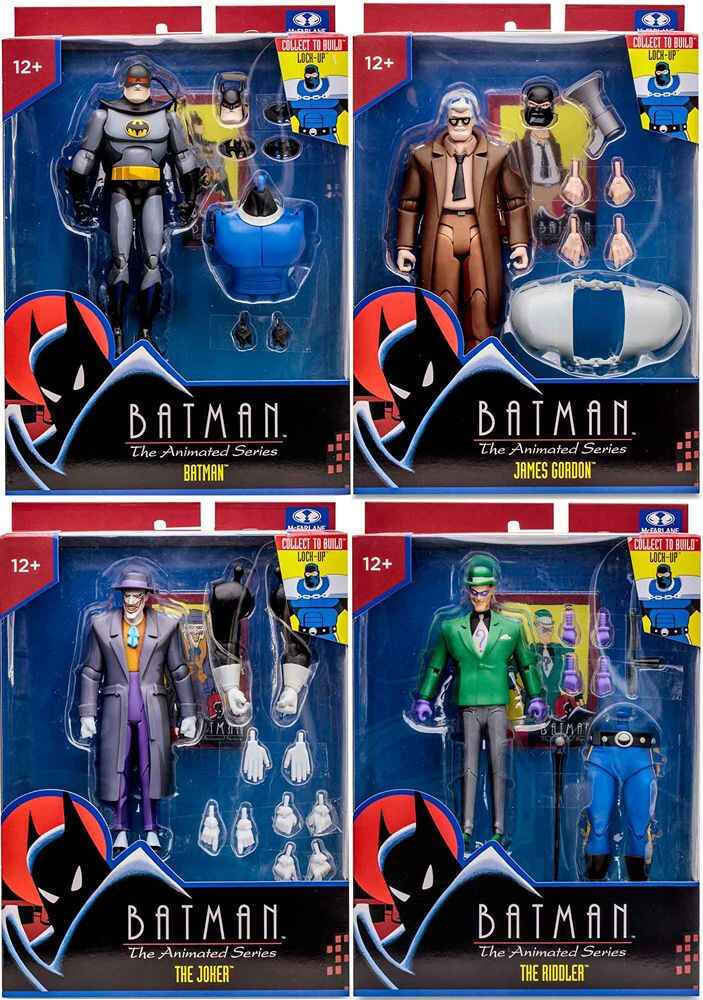 DC Direct Batman The Animated Series Wave 2 BAF Lock-Up - Set of 4 (Gordon, Batman, Riddler, Joker) 6 Inch Action Figure