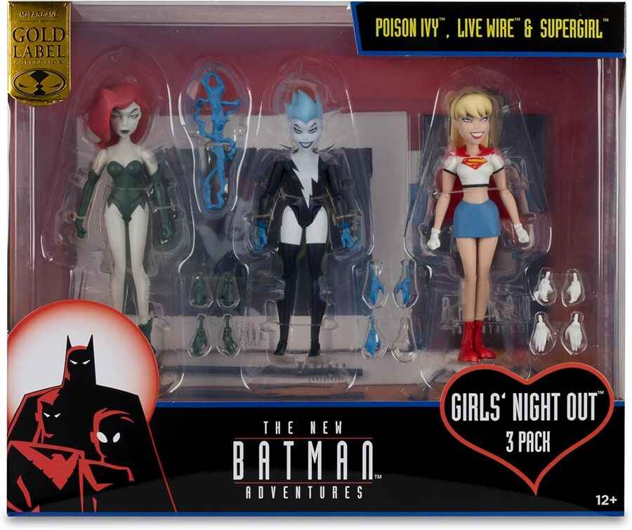 DC The New Batman Adventure Poison Ivy, Live Wire and Supergirl (Girls' Night Out) 3-Pack 6 Inch Scale Action Figure