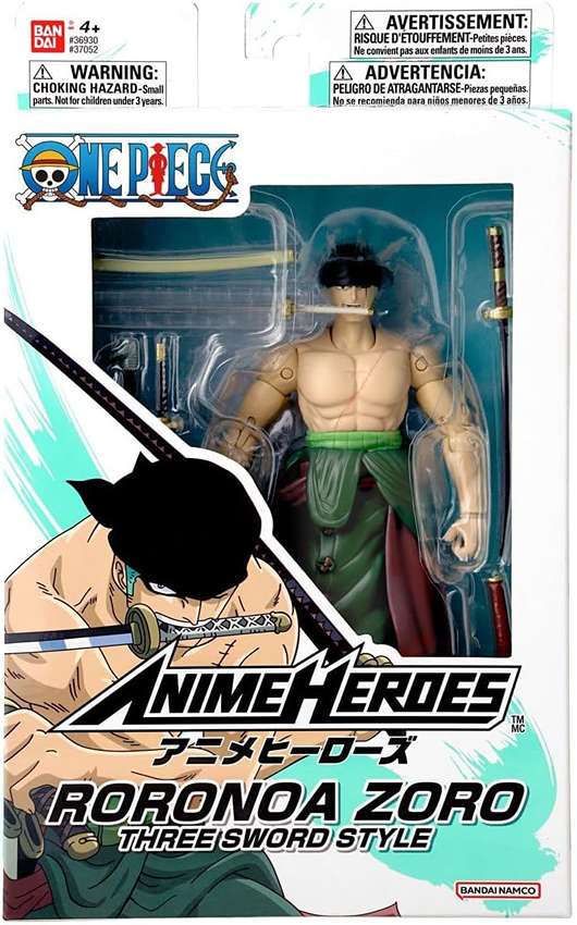One Piece Anime Heroes Roronoa Zoro Three Sword Style 6.5 Inch Action Figure