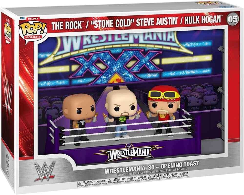 Pop Moments Deluxe WWE Wrestlemania 30 - Opening Toast (The Rock, Stone Cold Steve Austin, Hulk Hogan) 3.75 Vinyl Figure