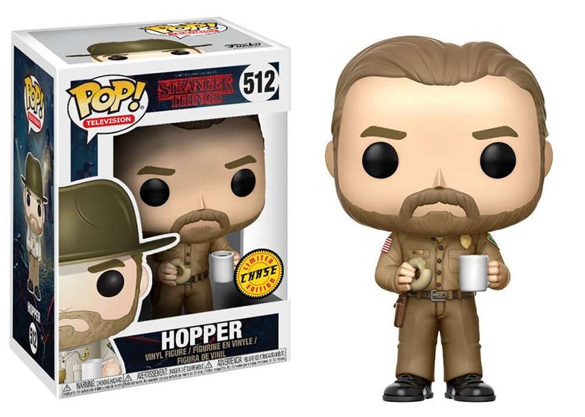 Pop Television Stranger Things 3.75 Inch Vinyl Figure - Jim Hopper w/Donut CHASE #512