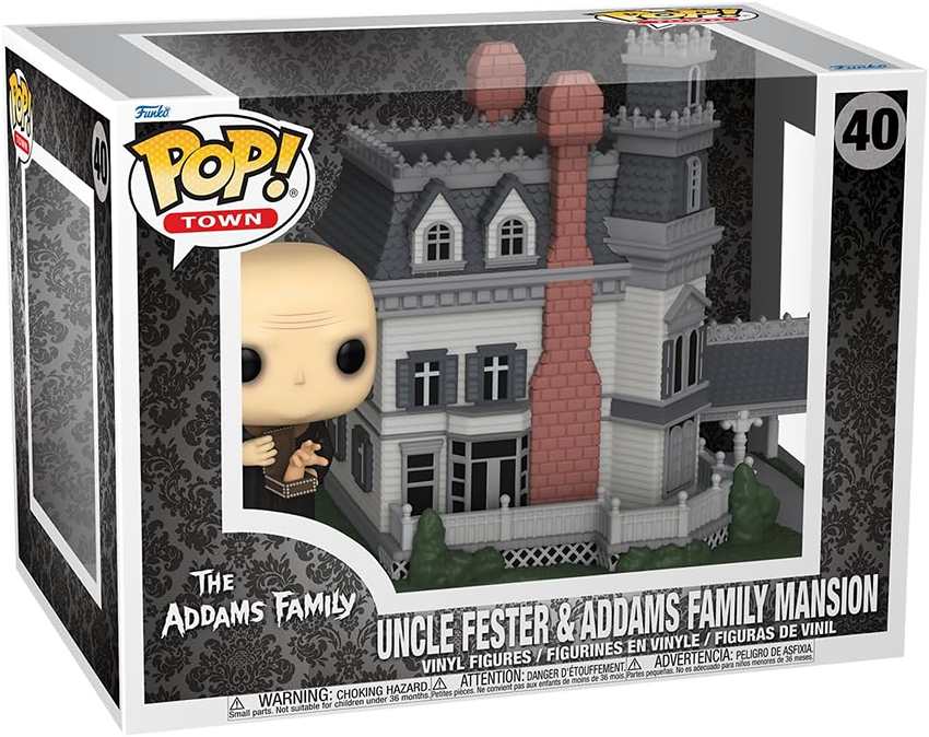 Pop Town Addams Family 3.75 Inch Vinyl Figure - Uncle Fester with Addams Family Mansion #40