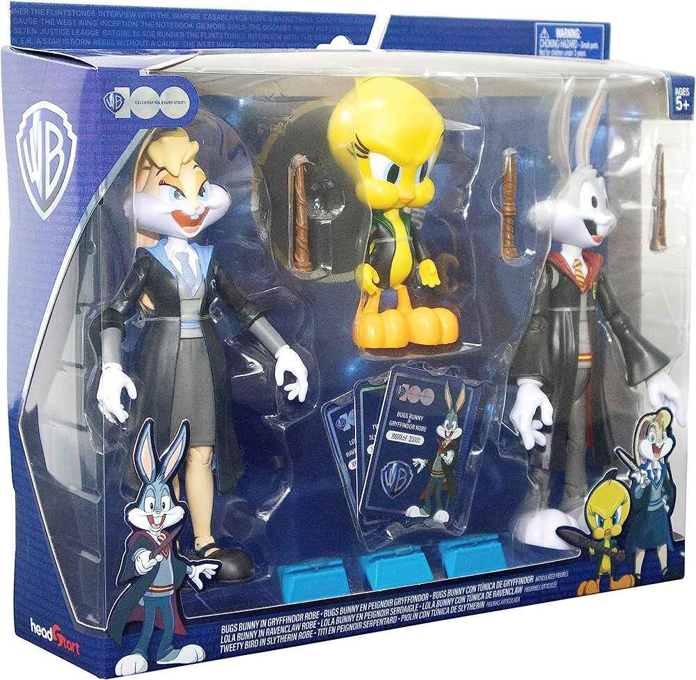 Looney Tunes X Harry Potter WB100 Bugs Bunny, Lola Bunny, Tweety Bird In Harry Potter Outfit 3-Pack 7 Inch Action Figure