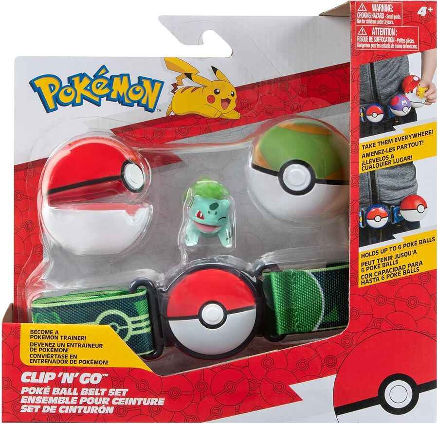 Pokemon Clip 'N' Go Poké Ball Belt Set-2-Inch Bulbasar Battle Figure