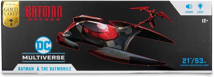 DC Multiverse Batman Beyond Batmobile (Lights & Sound) with Batman 7 Inch Action Figure & Vehicle