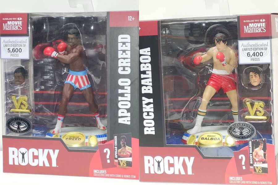 Movie Maniacs Rocky Wave 1 - Rocky Balboa and Apollo Creed Set (1976) Platinum 6 Inch Posed Figure