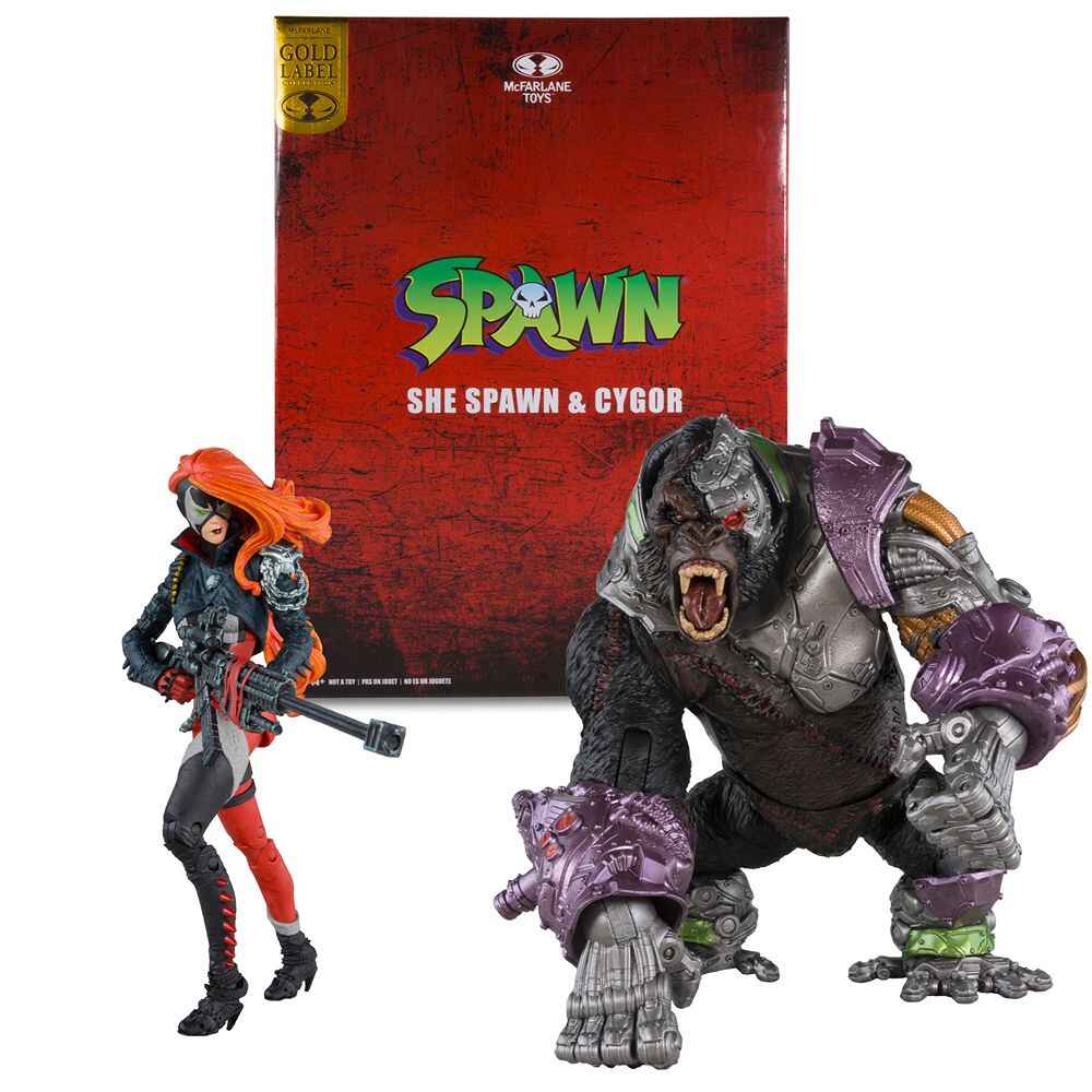 Spawn Comic Series She-Spawn and Cygor (Gold Label) 7 Inch with Megafig 2-Pack Action Figure