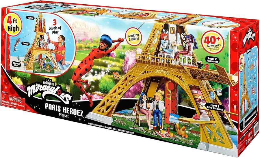 Miraculous Ladybug Paris Eiffel Tower Headquarters Playset 50 Inch Tall