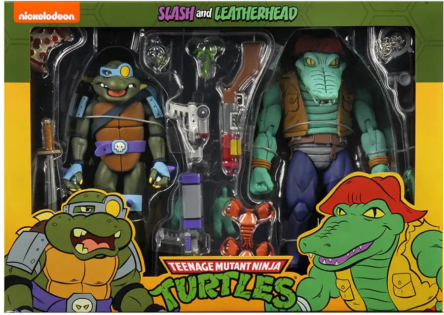 Teenage Mutant Ninja Turtles 1980 Cartoon Slash and Leatherhead 7 Inch Action Figure 2-Pack