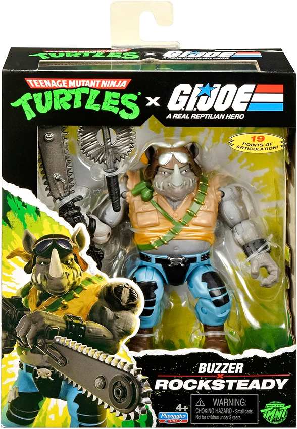 Teenage Mutant Ninja Turtles X G.I. Joe - Buzzer X Rocksteady 5 Inch Action Figure
