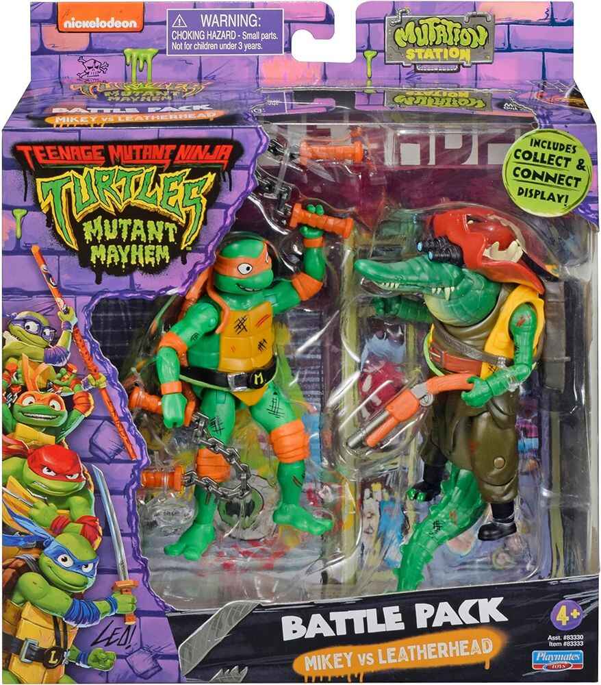 Teenage Mutant Ninja Turtles Mutant Mayhem 4.5 Inch 2-Pack Action Figure - Michelangelo Vs Leatherhead