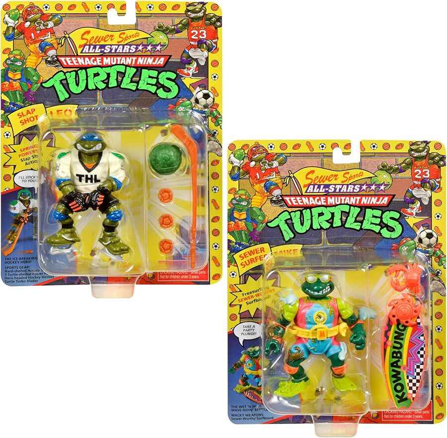 Teenage Mutant Ninja Turtles Classic Basic Retro 4 Inch Action Figure - Sewer Sports 2-Pack Box Set