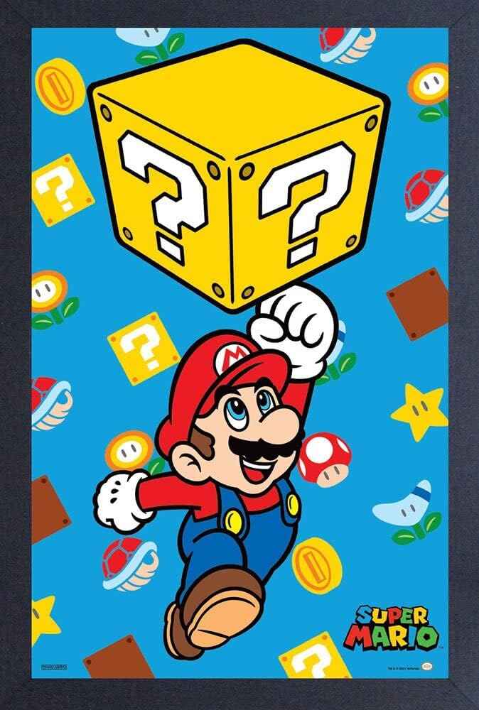 Wall Art Super Mario "Block Jump" 12" x 18" Framed Poster Print