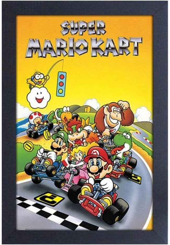Wall Art Super Mario Kart Retro 12" x 18" Framed Poster Print