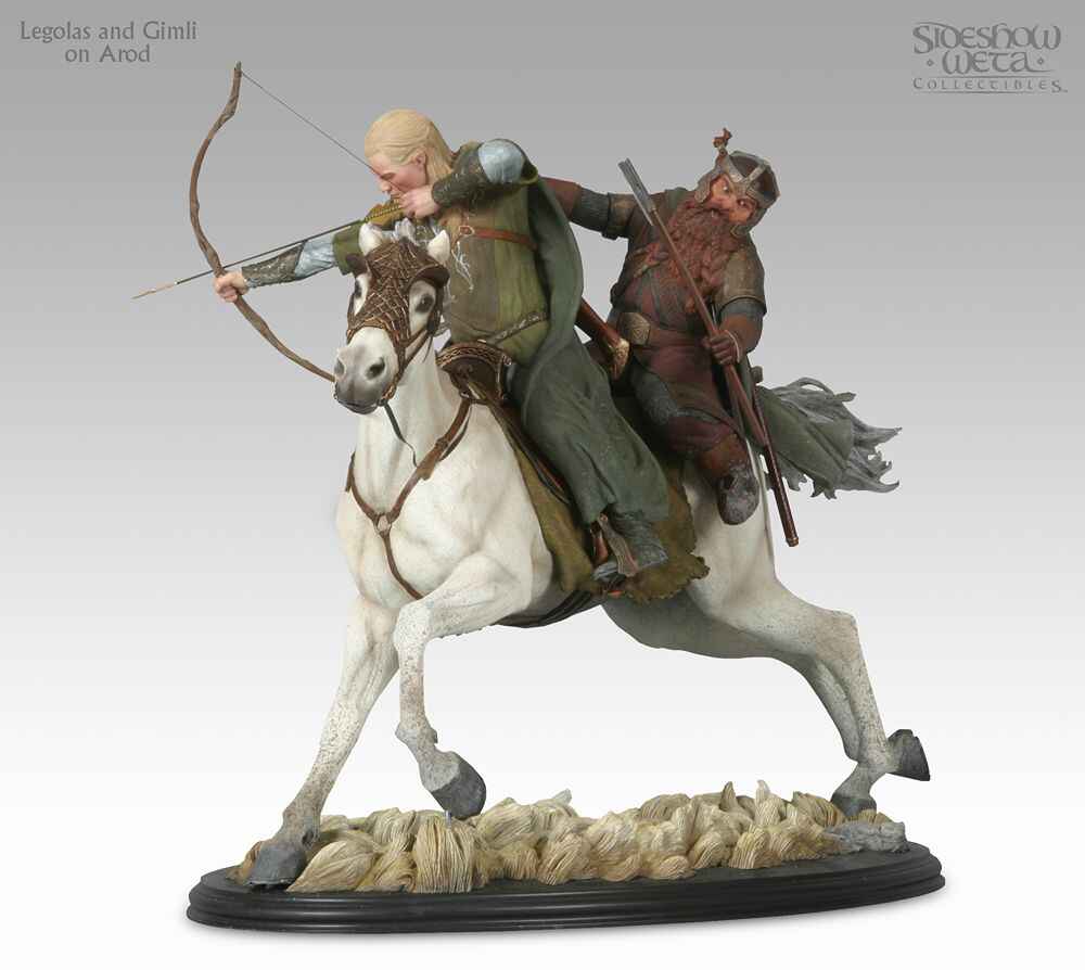 Lord of the Rings Legolas and Gimli on Arod Statue Sideshow 9345
