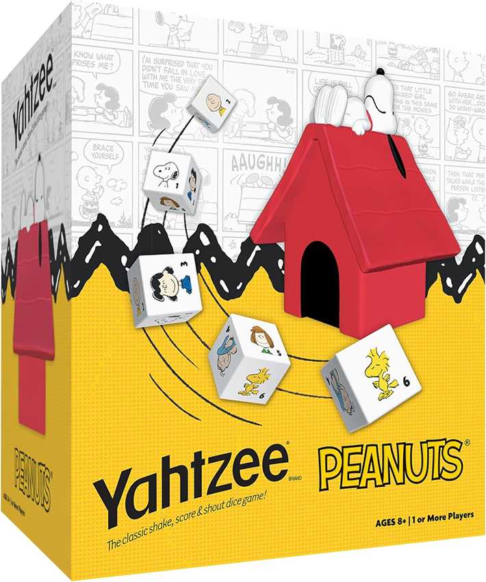 Yahtzee Snoopy Peanuts Dog House Cup Dice Game