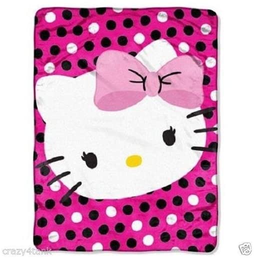 Hello Kitty Dotted Bow 46" X 60" Plush Throw Fleece Blanket - figurineforall.com