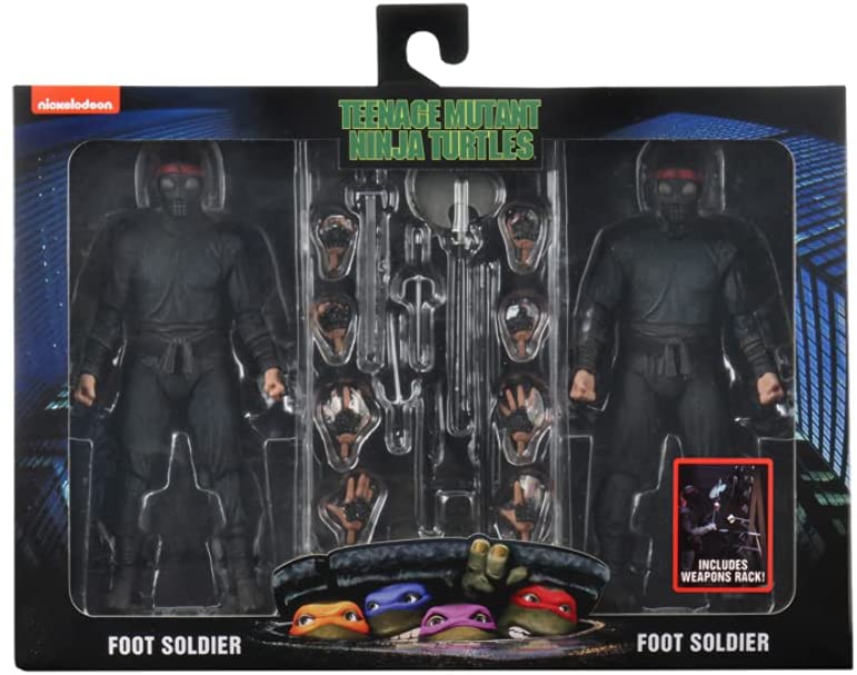 NECA Teenage Mutant Ninja Turtles 90s Movie Foot Soldier 2-Pack 7 inch Weapons Rack Action Figure - figurineforall.com