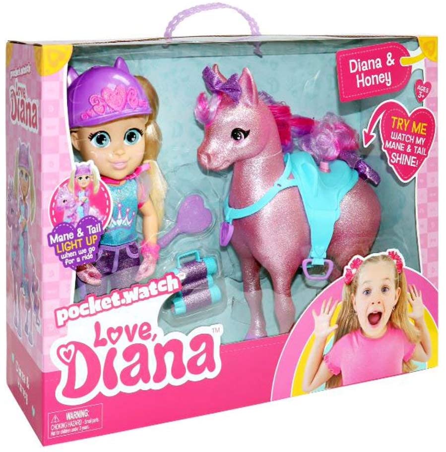 Love, Diana & Honey Horse Set Feature Doll Pack Pocket Watch - figurineforall.com
