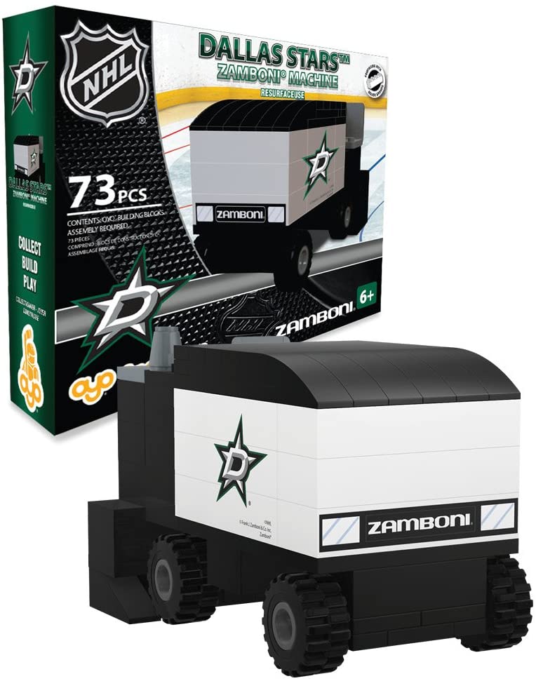 OYO Sports NHL Hockey Zamboni Dallas Stars Buildable 73 pcs Ice Resurfacing Machine Building Blocks Set - figurineforall.com