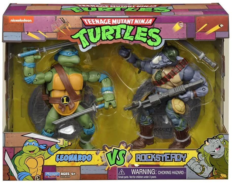 Teenage Mutant Ninja Turtles 6 Inch Action Figure Original TV 2-Pack - Leonardo vs Rocksteady - figurineforall.com