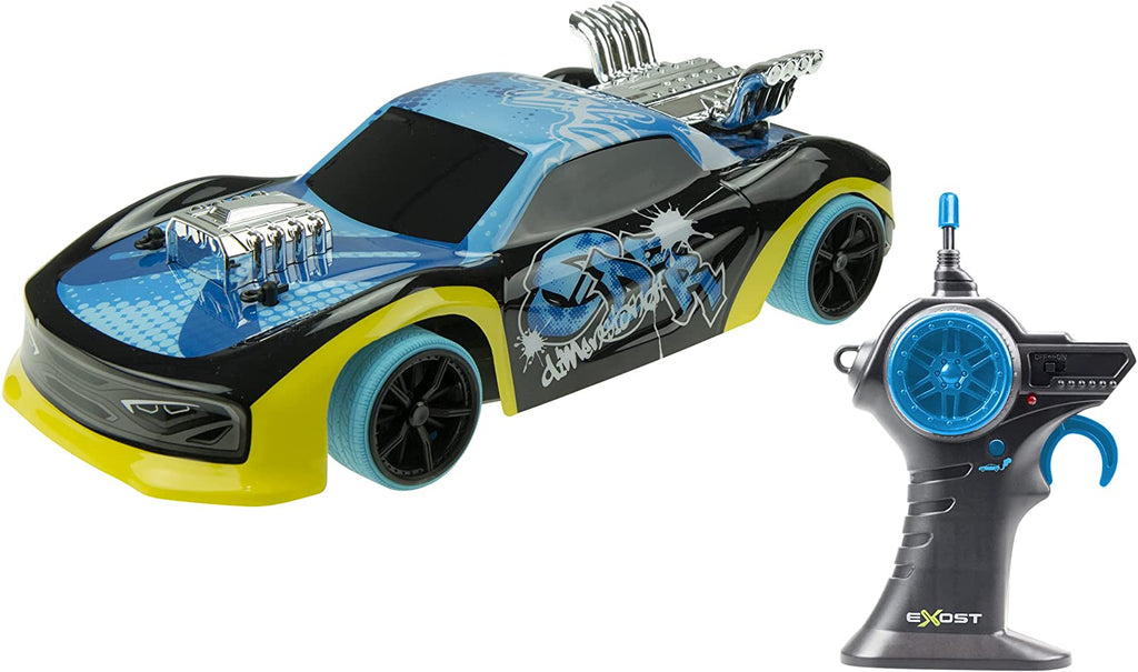 Exost 20628 Xmoke, RC Vehicle with Real Smoke Effect, High Speed Kids Stunt Remote Control Car, 2HGhz, Black and Blue - figurineforall.com