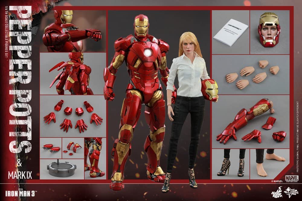 Iron Man 3 Movie Masterpiece Pepper Potts and Mark IX Armor Collectible Figure - figurineforall.com
