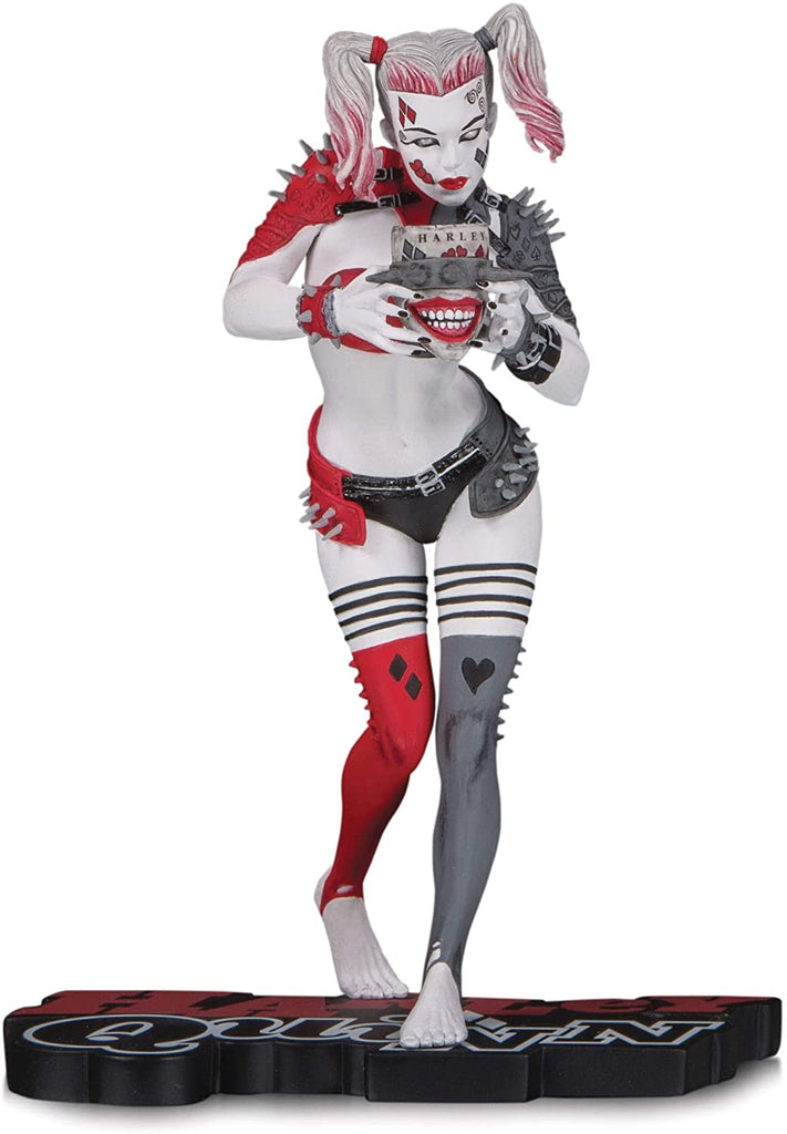 DC Collectibles Harley Quinn Red, White & Black: Metal Harley Quinn by Greg Horn Statue - figurineforall.com