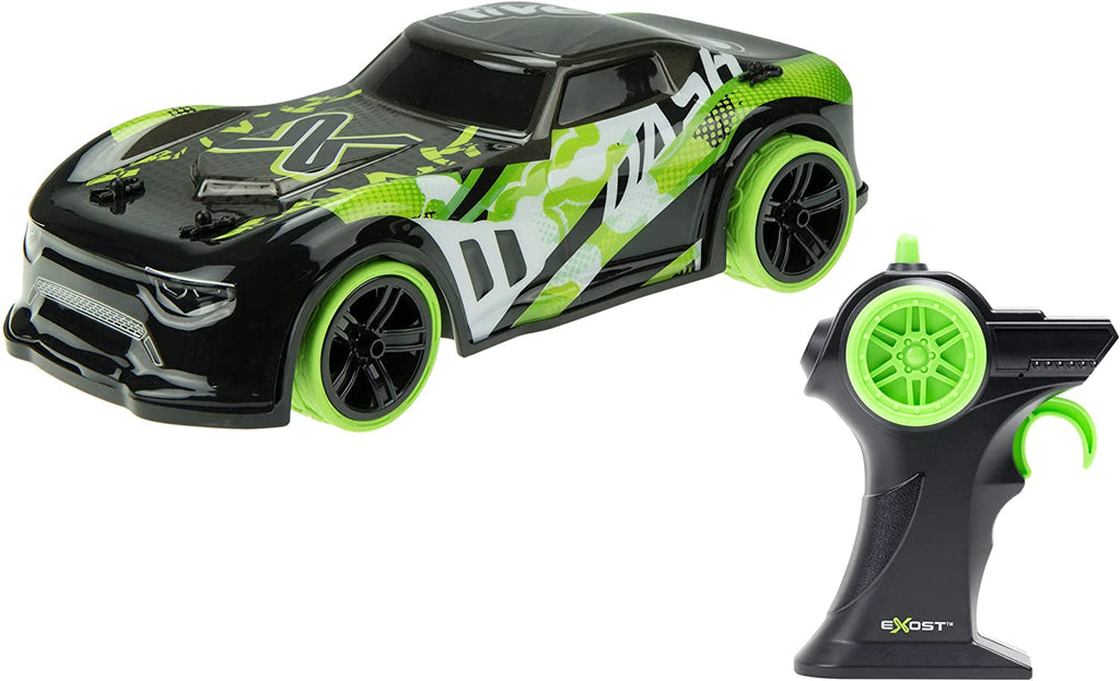 Exost 20630 Lightening Dash, RC Vehicle with Light Up Body, High Speed Kids Stunt Remote Control Car, 2HGhz, Black and Green, Multicolour - figurineforall.com