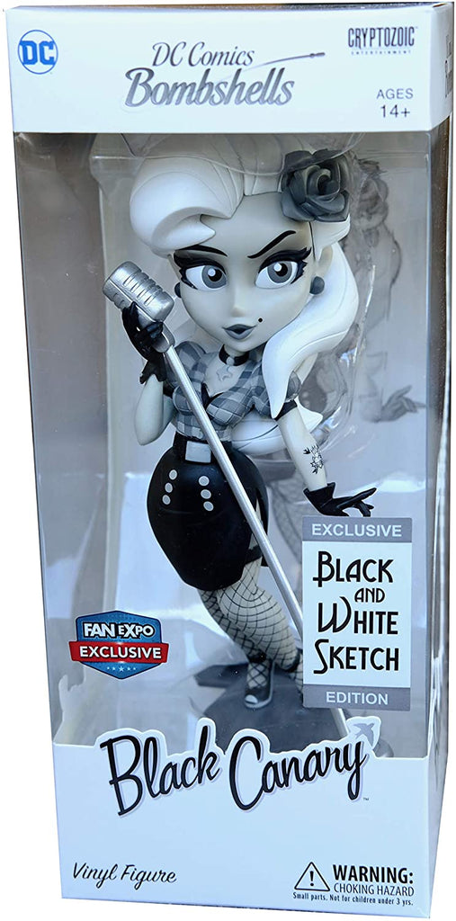 DC Comics Bombshells Black Canary Black and White 7 Inch Vinyl Figure (Sketch Edition) - figurineforall.com