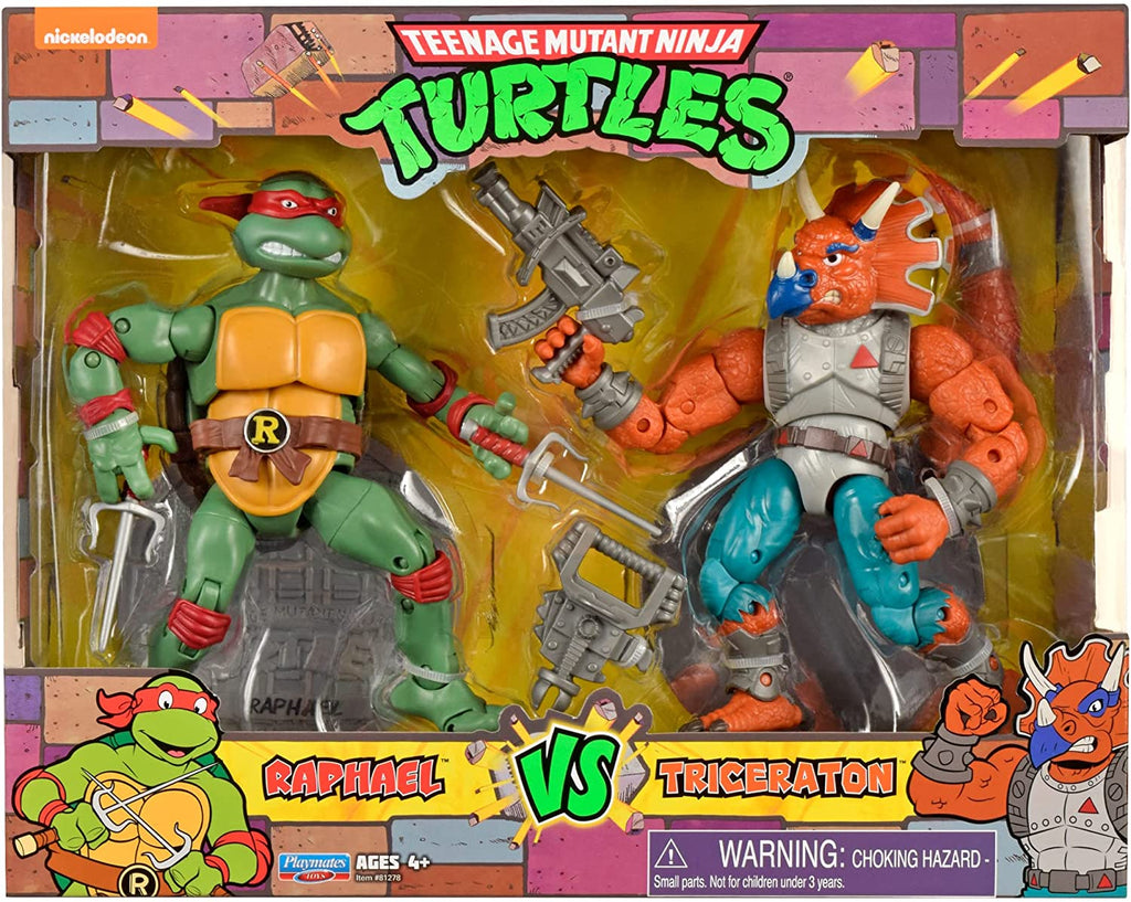Teenage Mutant Ninja Turtles 6 Inch Action Figure Original TV 2-Pack - Raphael vs Triceraton - figurineforall.com