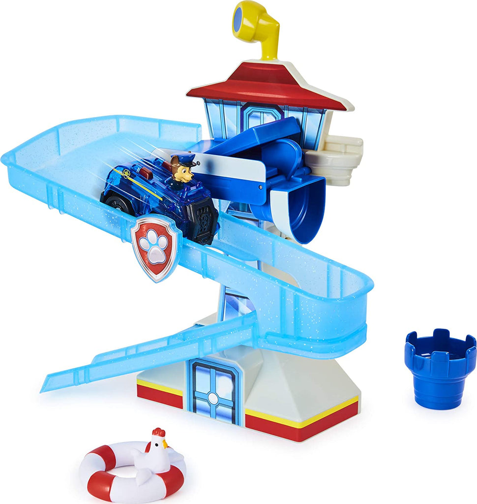 Paw Patrol, Adventure Bay Bath Playset with Light-up Chase Vehicle, Bath Toy for Kids Aged 3 and up - figurineforall.com