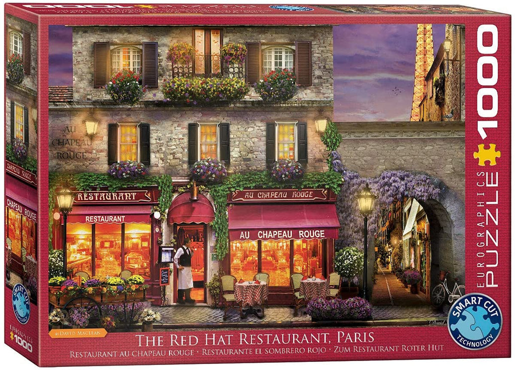 Puzzle 1000 Piece - The Red Hat Restaurant Paris by David Mc Lean Jigsaw Puzzle - figurineforall.com