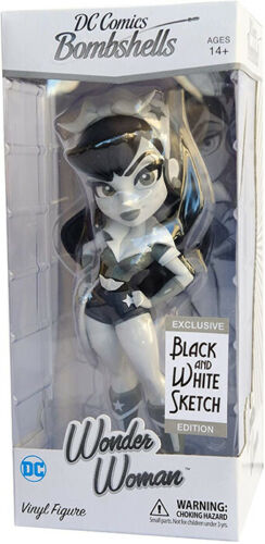 DC Comics Bombshells Wonder Woman Black and White 7 Inch Vinyl Figure (Sketch Exclusive Edition) - figurineforall.com