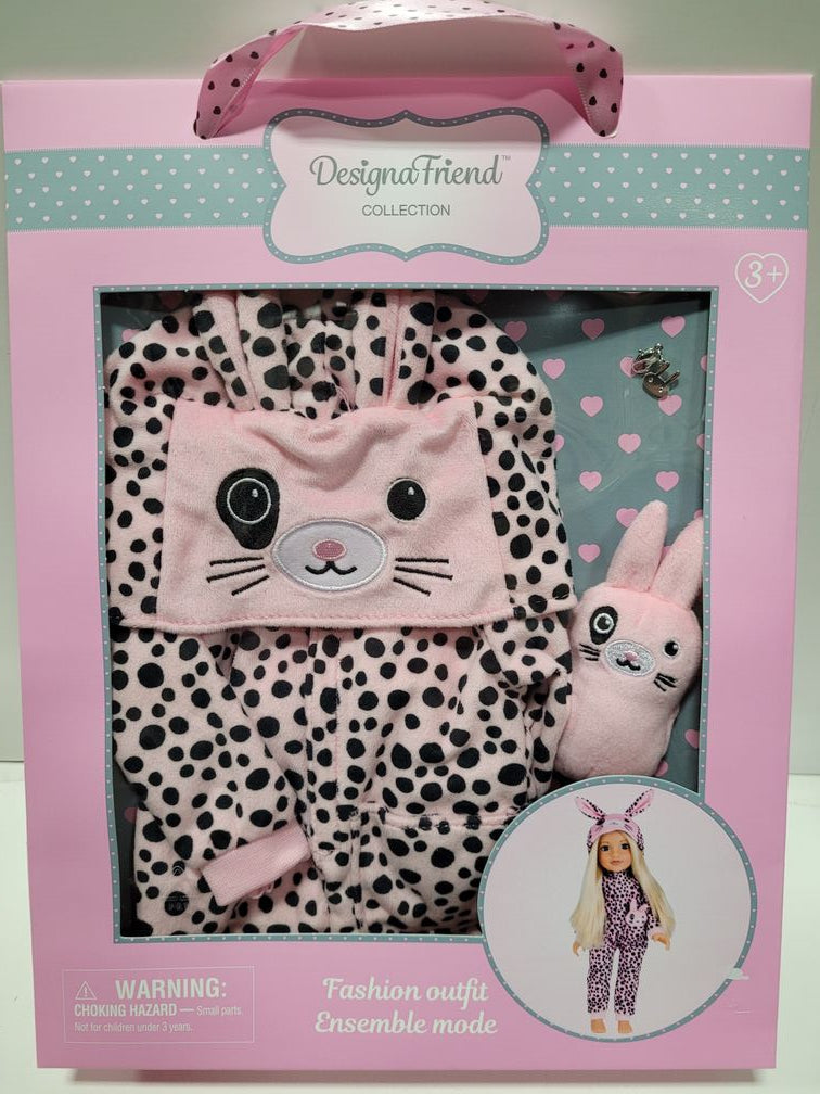 Designafriend Collection Fashion Outfit Pyjama Bunny Onesie Outfit for 18 Inch Doll - figurineforall.com