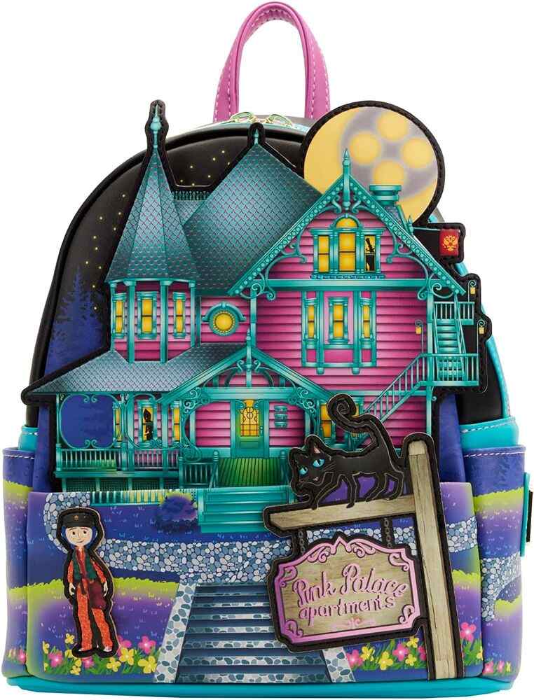 Loungefly Coraline Laika House Face Faux Leather Mini Backpack Shoulder Bag Purse