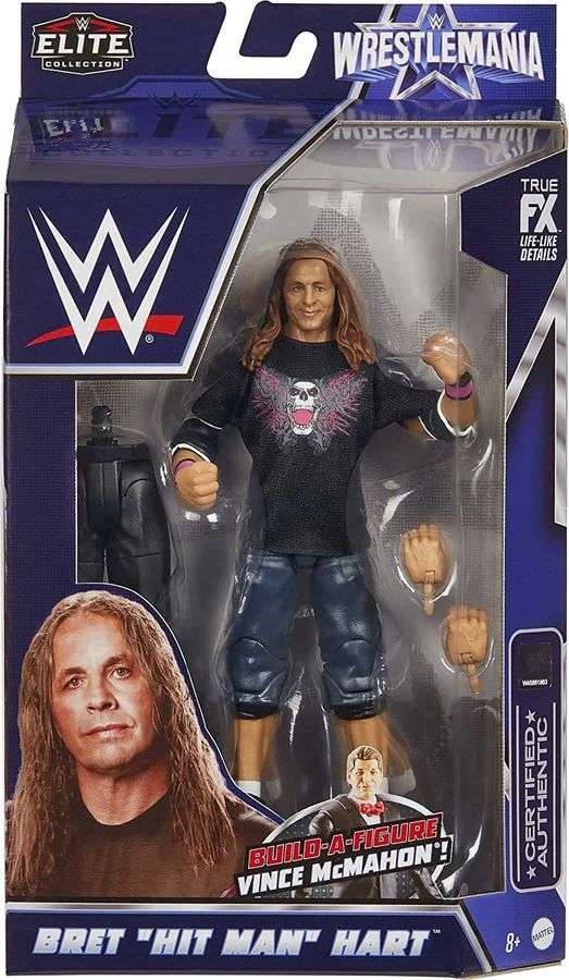 WWE Wrestlemania Elite Collection BAF Vince McMahon - Bret "Hit Man" Hart 6 Inch Action Figure - figurineforall.com