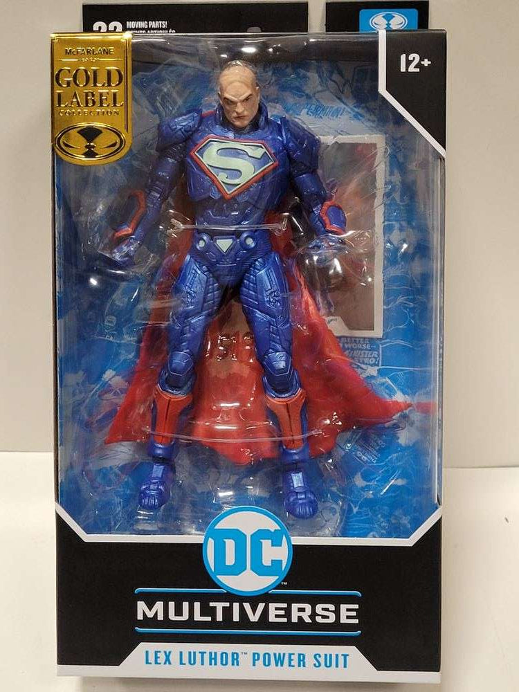 DC Multiverse Comics Rebirth Lex Luthor Power Suit Blue Cape Gold Label Exclusive 7 Inch Action Figure - figurineforall.com